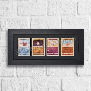 Cornice per 4 carte collezionabili (layout 1x4) per carte Raw con protezione UV opzionale, Mtg, Pokemon, Yu-Gi-Oh! TCG, espositore da parete di alta qualità