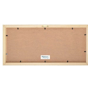 May include: A natural wood picture frame with a light brown finish. The frame has a simple design and is ready to display your favorite photos or artwork. The frame is made by Ridanco Displays.