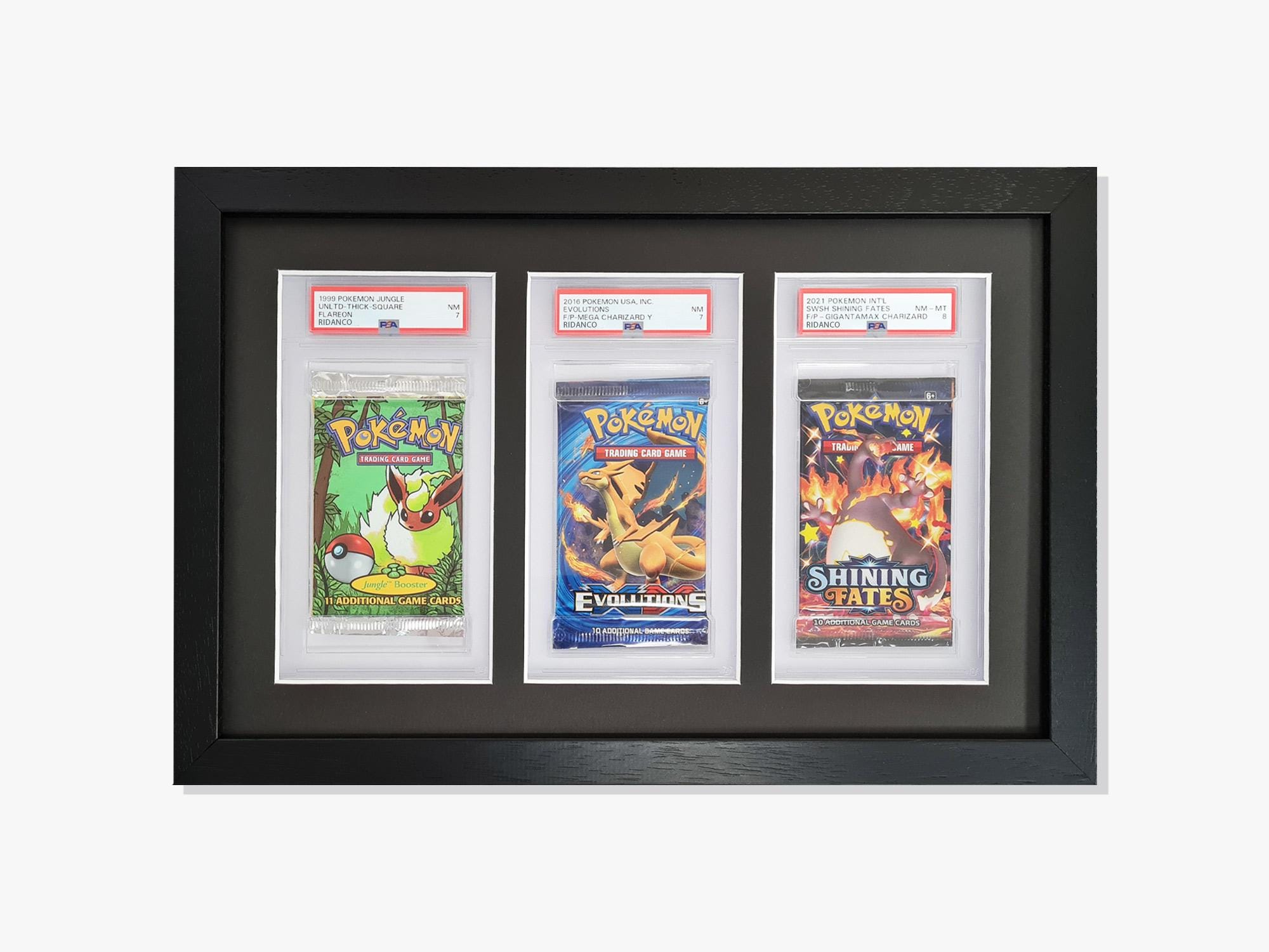 Cadre Noir Pour 8 Cartes Avec Protection UV En Option, PSA, Beckett, Mtg, Cartes à Collectionner Pokemon TCG, étui Mural Haute Qualité - France