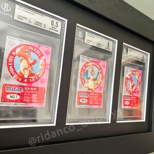 Svart graderad platta för 4 kort med valfritt UV-skydd, PSA, Beckett, Mtg, Pokémon samlarkort TCG, högkvalitativt displayväggfodral bild 5