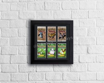 Black Booster Pack 6 Pack Art Set Frame con protección UV opcional, Mtg, Pokemon Trading Cards TCG Estuche de pared de exhibición de alta calidad con espuma
