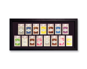 Black Graded Slab 15 Card Frame, UV Protective, PSA, Beckett, Mtg, Ace Grading Trading Cards TCG High Quality Display Wall Case for Base Set