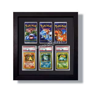 Cornice espositiva combinata da 6 booster e lastre con protezione UV, set di Pack Art, lastre Pokemon PSA, CGC, carte collezionabili Beckett, custodia da parete, schiuma