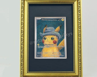 1 Gold Ornate Trading Card Frame for Raw Cards with Optional UV Protection, Ideal for Pikachu Felt Hat Van Gogh Promo Card (not included)