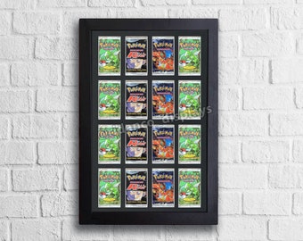 Black Booster Pack 16 Pack Art Set Frame con protección UV opcional, Mtg, Pokemon Trading Cards Estuche de pared de exhibición de alta calidad con espuma