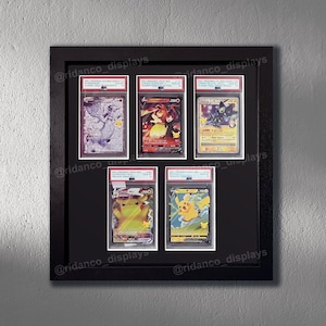 Schwarz abgestufte Platte 5 Kartenrahmen mit optionalem UV-Schutz, PSA, Beckett, Mtg, Pokemon-Sammelkarten TKG, hochwertige Vitrine