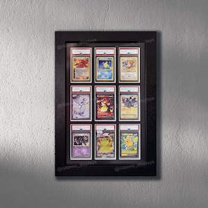 Cornice per 9 carte in lastra nera classificata con protezione UV, PSA, Beckett, Mtg, carte collezionabili Pokemon TCG, espositore da parete di alta qualità