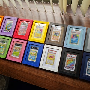 Marcos para tarjetas con clasificación y protección UV opcional, PSA, Beckett, Mtg, Pokemon Trading Cards TCG, vitrina de pared de madera real de alta calidad