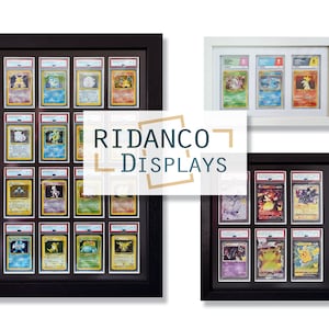 Svart graderad platta för 4 kort med valfritt UV-skydd, PSA, Beckett, Mtg, Pokémon samlarkort TCG, högkvalitativt displayväggfodral bild 6