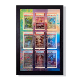 9 PSA erweiterte Kunst gedruckt Pokemon 151 Starter Evo Line UV-Schutz, abgestufter Kartenrahmen, Sammelkarten TKG hochwertige Display Wall Case