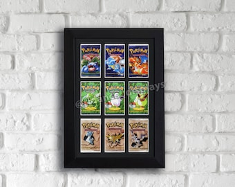 Black Booster Pack 9 Pack Art Set Frame con protección UV opcional, Mtg, Pokemon Trading Cards TCG Estuche de pared de exhibición de alta calidad con espuma