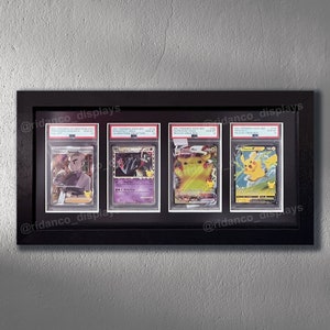 Cadre 4 cartes noir avec protection UV en option, PSA, Beckett, Mtg, cartes à collectionner Pokemon TCG, étui mural haute qualité