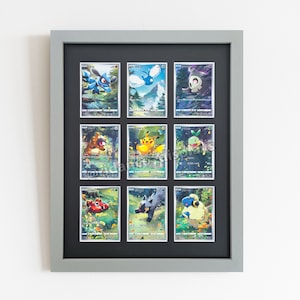 Cadre 9 gris pour cartes à collectionner pour cartes brutes avec protection UV en option, Mtg, Pokémon, sport, football, JCC, tenture murale de haute qualité