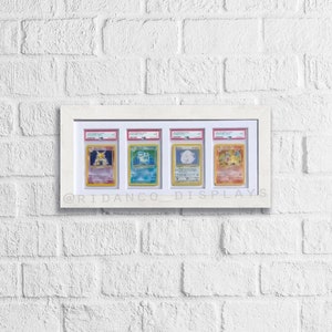 Weiß abgestufte Platte 4 Kartenrahmen mit optionalem UV-Schutz, PSA, Beckett, Mtg, Pokemon-Sammelkarten TKG, hochwertige Vitrine