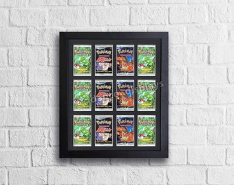 Black Booster Pack 12 Pack Art Set Frame con protección UV opcional, Mtg, Pokemon Trading Cards Estuche de pared de exhibición de alta calidad con espuma