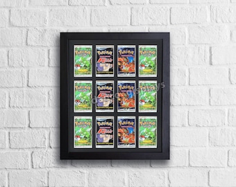 Black Booster Pack 12 Pack Art Set Frame with Optional UV Protection, Mtg, Pokemon Trading Cards High Quality Display Wall Case with Foam