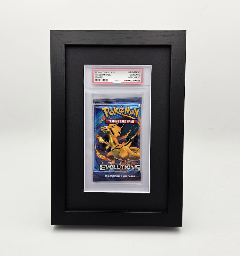 Frame for 1 Graded Booster with UV Protection, PSA, Booster Pack Display Frame Pokemon Trading Cards TCG, High Quality Display Wall Case image 1