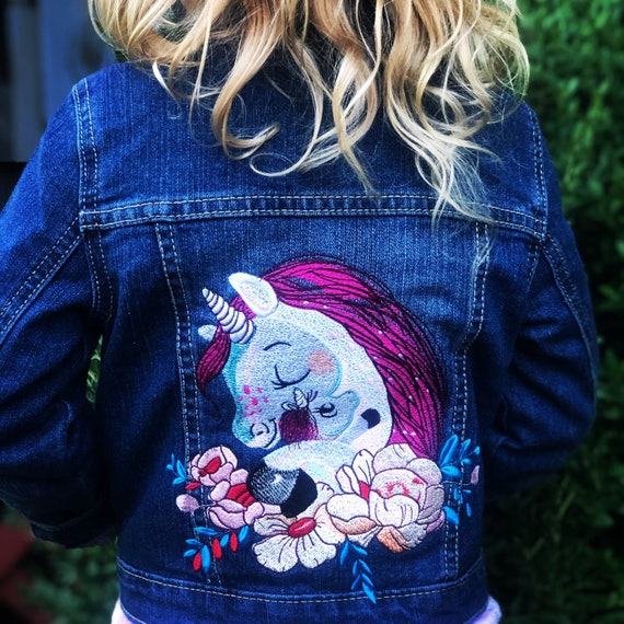 girls unicorn jean jacket