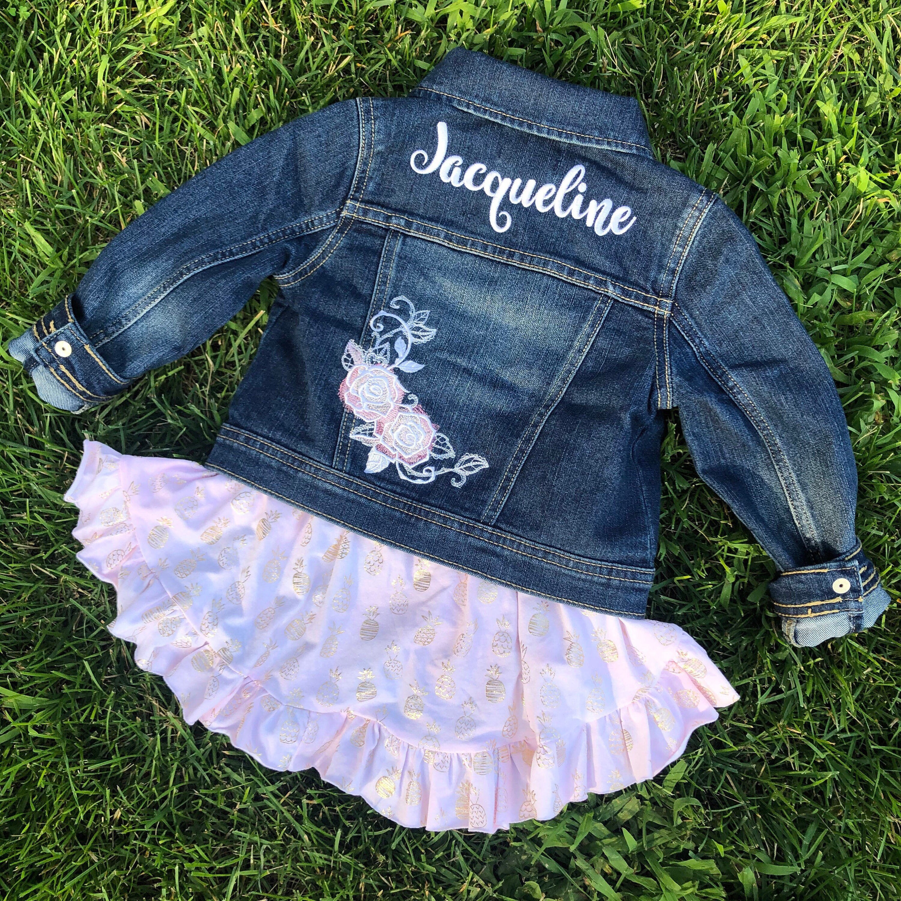 Girls Personalized Denim Jacket Embroidery Girls Embroidered Etsy