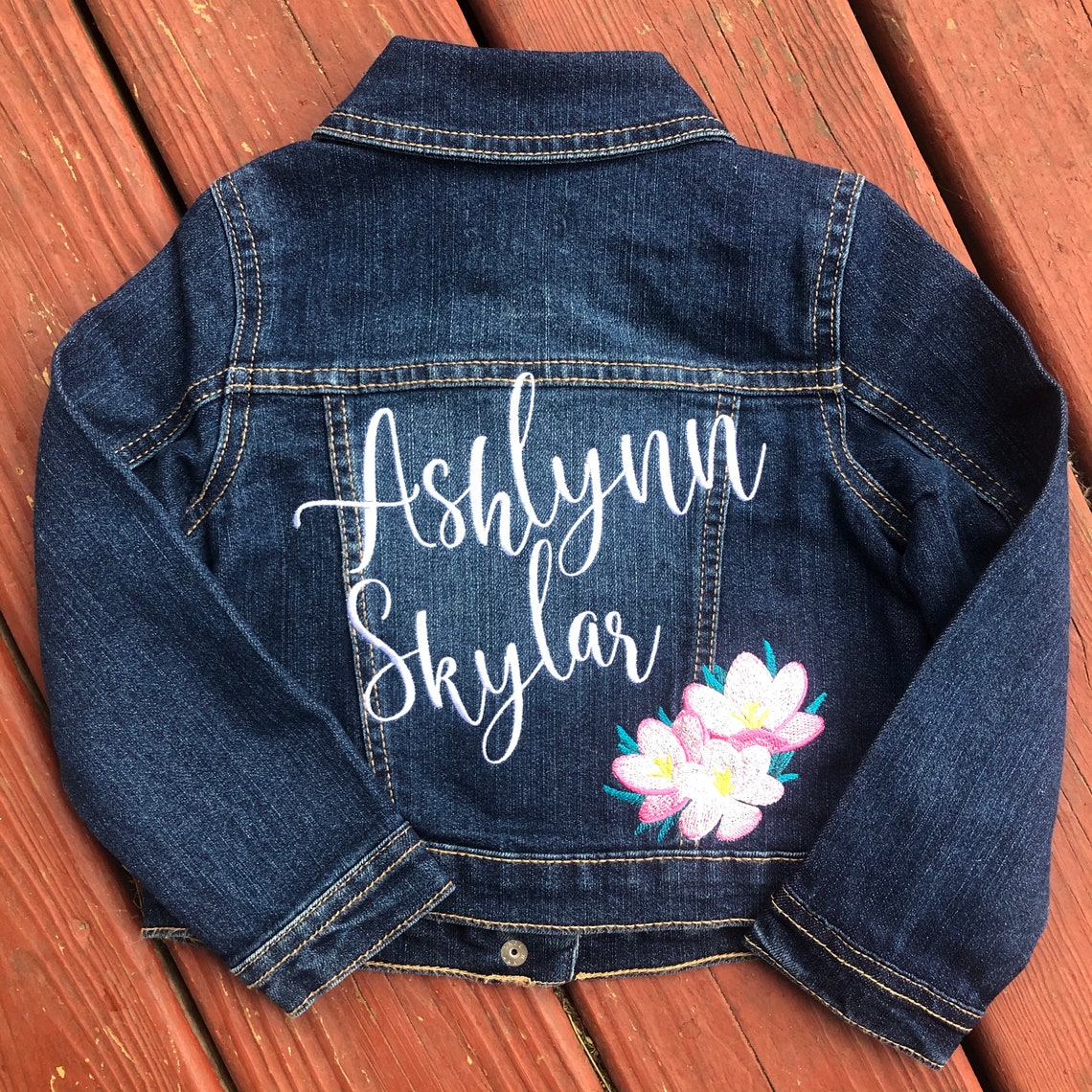 Girls Custom Embroidered Jacket Script Name with Accent Etsy