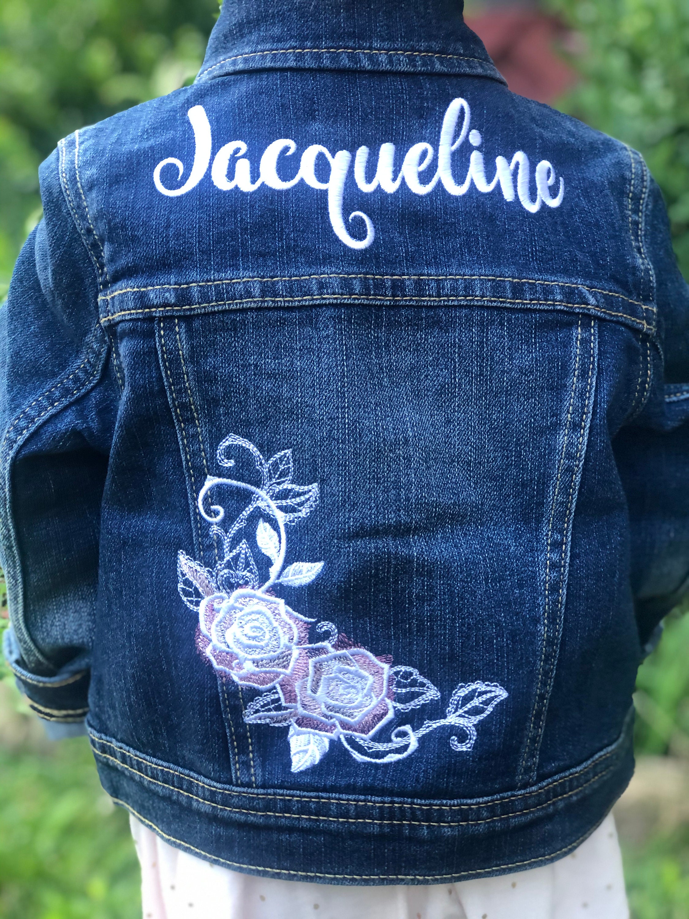 Girls Personalized Denim Jacket Embroidery Girls Embroidered Etsy