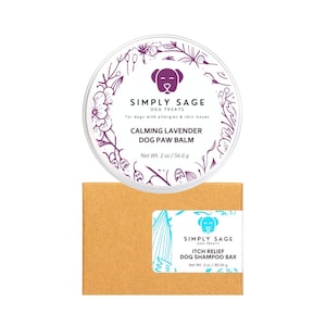 Lavender Dog Paw Balm and Shampoo Bar Set for Dry, Itchy, and Cracked Paw Pads and Skin
