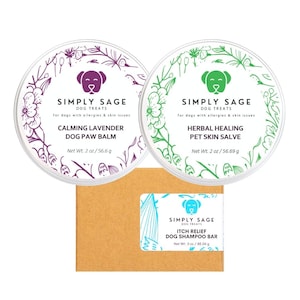 Dog Shampoo Bar, Lavender Dog Paw Balm, and Pet Skin & Nose Balm Set for Puppies and Senior Dogs