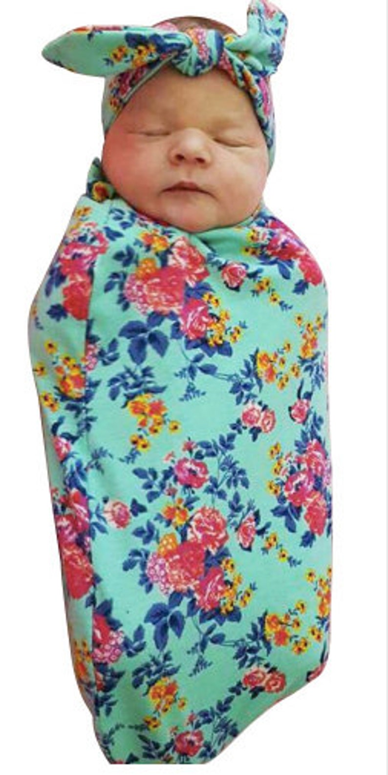 Newborn Swaddle Blanket & Matching Headband Baby Shower Etsy