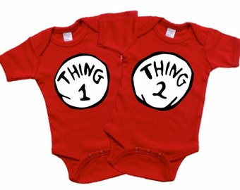 Thing 1 and Thing 2 Onesies