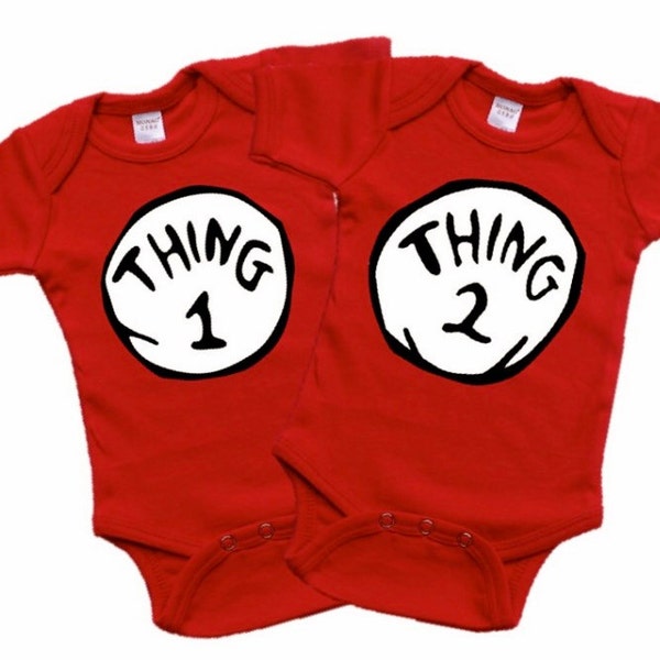 Thing 1 and Thing 2 Onesies