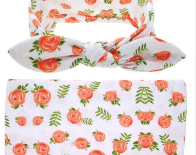 Newborn Swaddle Blanket & Matching Headband Baby Shower Etsy