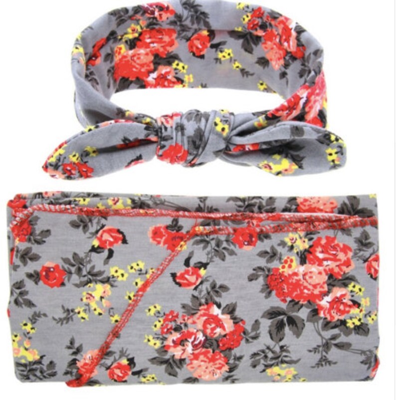 Newborn Swaddle Blanket & Matching Headband Baby shower Etsy