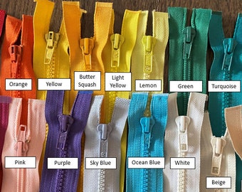 26" inch One-way Separating High Quality Zippers- in many different colors.