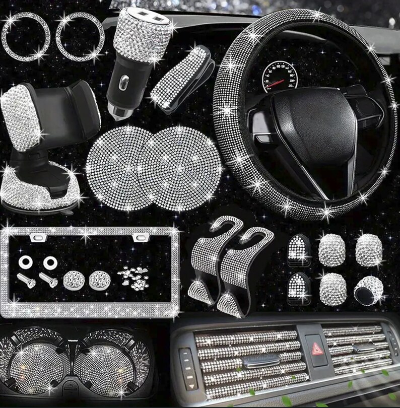 27pcs Bling Car Accessories Set Etsy