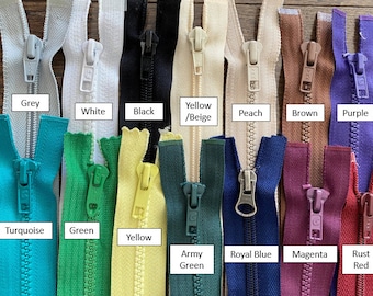 22" inch One-way Separating High Quality Zippers- in many different colors