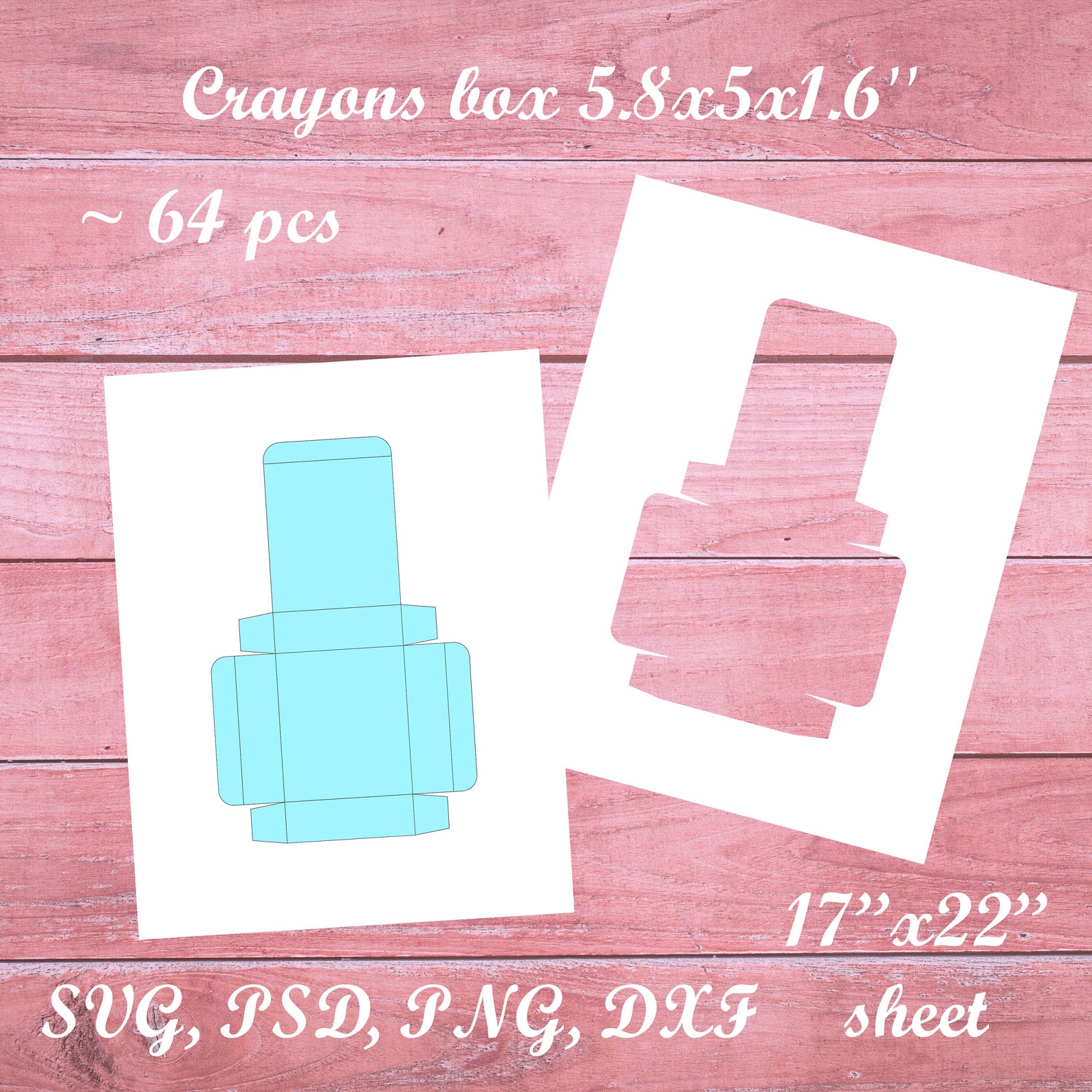 Crayon box Template Printable blank template blank sheet Etsy