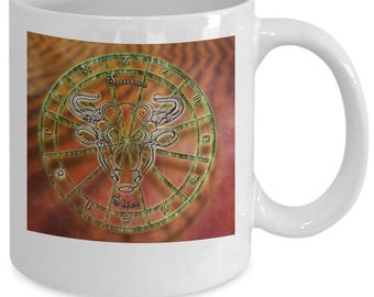 Zodiac Horoscope coffee mug - TAURUS star sign symbol - Constellation birthday gift