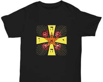 Esoteric shirt - JHVH Rosicrucian lamen symbol - Rose Cross symbol apparel - rosy cross Pentagram - Occult Alchemy apparel tee