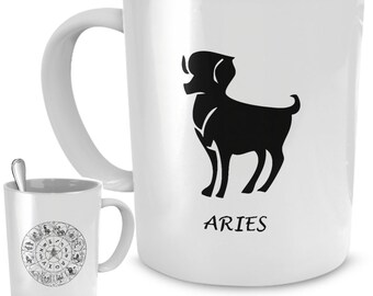 Widder Kaffeebecher - Widder Geschenk - Tierkreis Geschenke - Widder Astrologie Geschenke - Tierkreis Zeichen Widder Tasse - Horoskop Tassen - Geschenke für Widder Männer Frauen