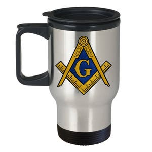 Masonic travel mug - Freemason symbol square and compass gift accessories - Freemasonry lodge Scottish rite gifts