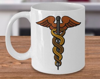 Taza esotérica - Símbolo de Caduceus - Bastón de Hermes - Alquimia - Regalo hermético - Símbolo alquímico - Regalo ocultista - regalos ocultos - Cábala