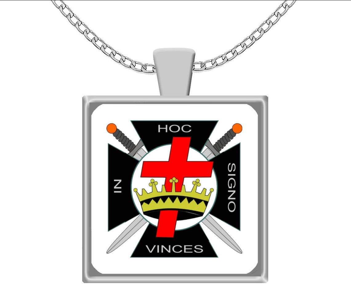 Knights Templar Masonic necklace In hoc signo vinces motto | Etsy