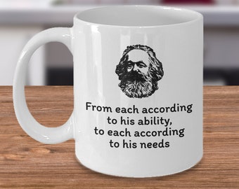 Taza de sociología - De cada uno de acuerdo a su capacidad a cada uno de acuerdo a sus necesidades - Eslogan Karl Marx citar filosofía marxista socialista