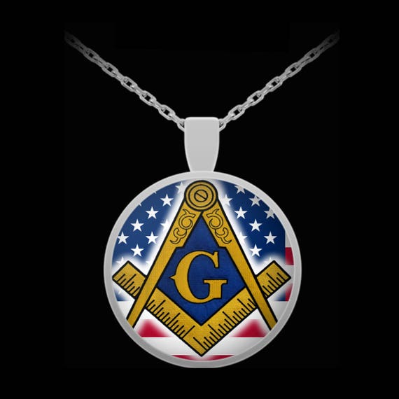 Freemason Necklace Masonic USA Flag Symbol Square and | Etsy