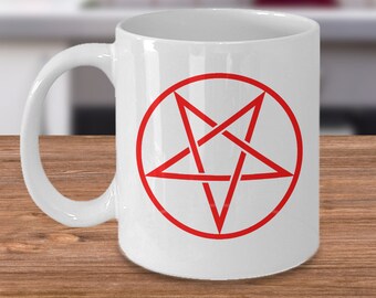 Satanic mug - Inverted pentagram symbol - Devil worship 666 satanic ritual cup - Hail Satan - satanic decor - satanic gift - goth mug