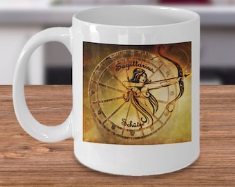 Zodiac Horoscope coffee mug - SAGITTARIUS star sign symbol - Constellation birthday gift