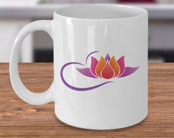 Esoterische koffie mok - Ik hou van Yoga - Meditatie Energie Lotus chakra hart symbool - meditatieve theekop cadeau oosterse religies accessoires