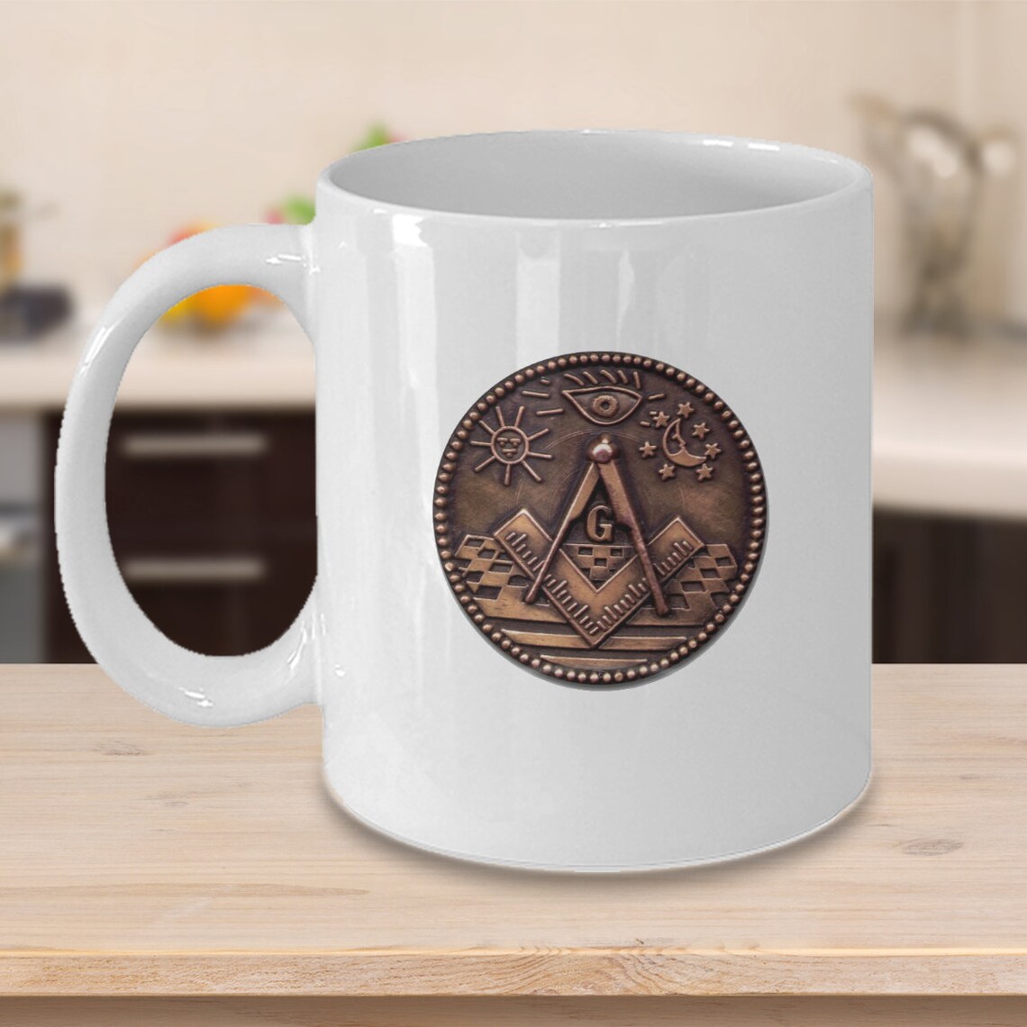 Freemason Coffee Mug Masonic Old Archaic Symbols Sun Moon | Etsy