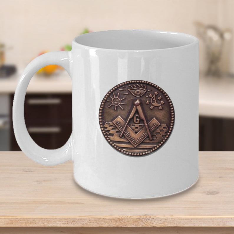 Freemason Coffee Mug Masonic Old Archaic Symbols Sun Moon Etsy