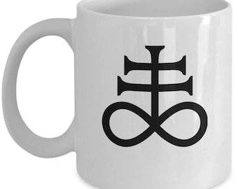 Satanic coffee mug - Leviathan Cross satanic symbol - satan 666 - occult black magick ritual - satanic gift - satanic decor - satanic cross